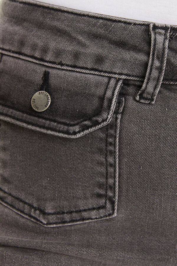 System Action denim jeans com bolsos de remendo preto