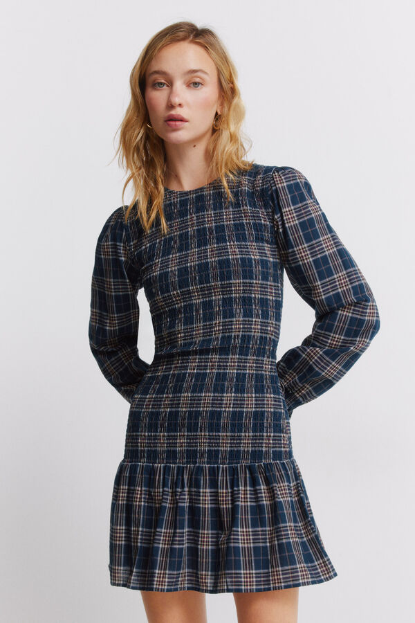 Springfield Vestido curto xadrez azul