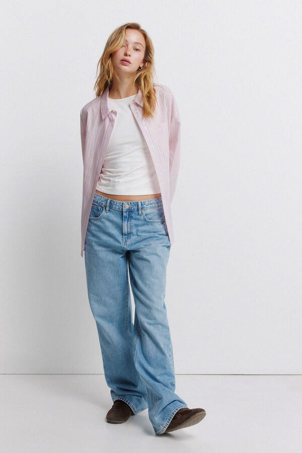 Springfield Striped oversize shirt pink