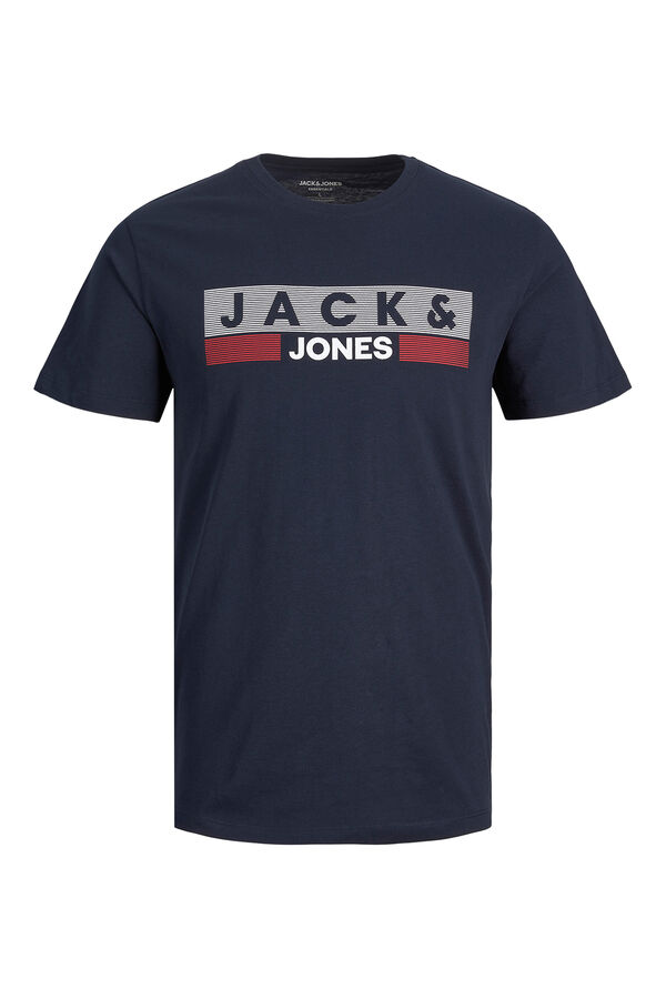 Jack & Jones PLUS T-shirt b&aacute;sica logo azul