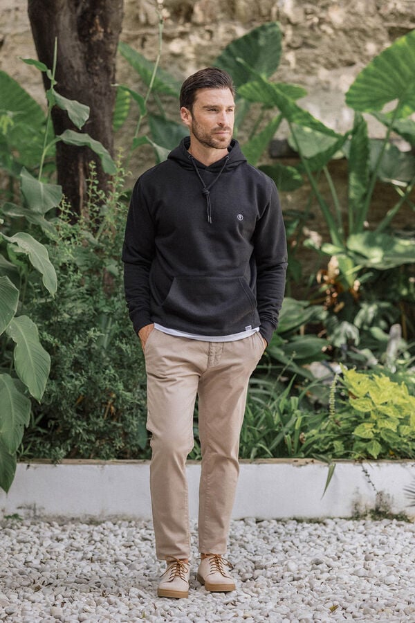 Celopman Sweatshirt com capuz canguru preto