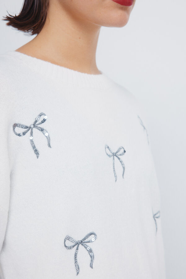 Springfield Camisola com laços de lantejoulas bege