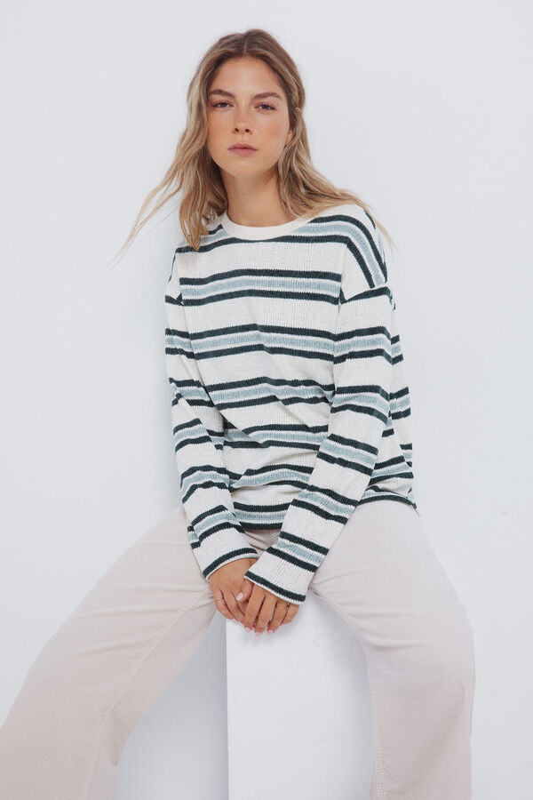 Springfield Camisola chenille risca dupla verde