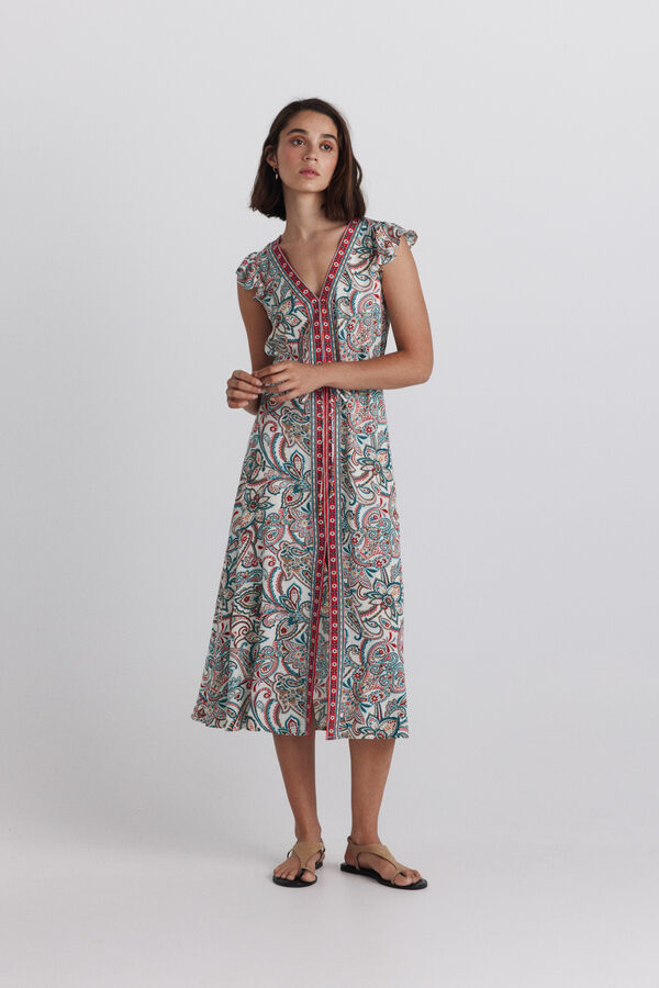 Springfield Vestido estampado sanefa branco