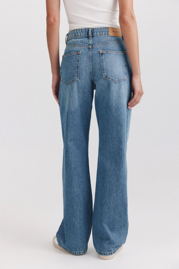 Springfield Jeans wide leg de cintura m&eacute;dia azul