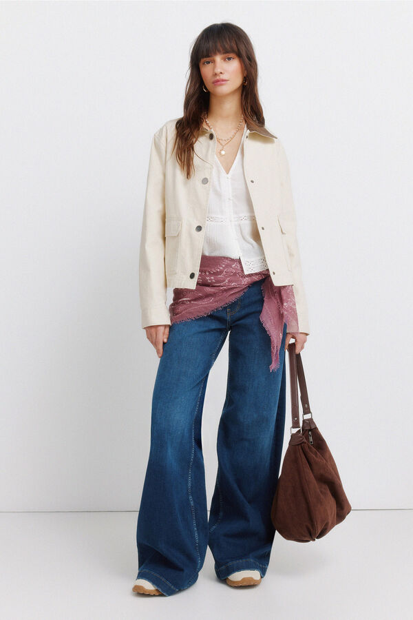 Springfield Blusa rom&acirc;ntica branca bege