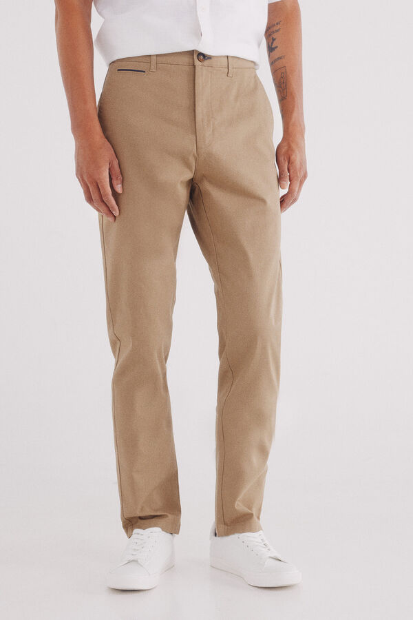 Springfield Calça calças chino slim fit com micro estampa castanho