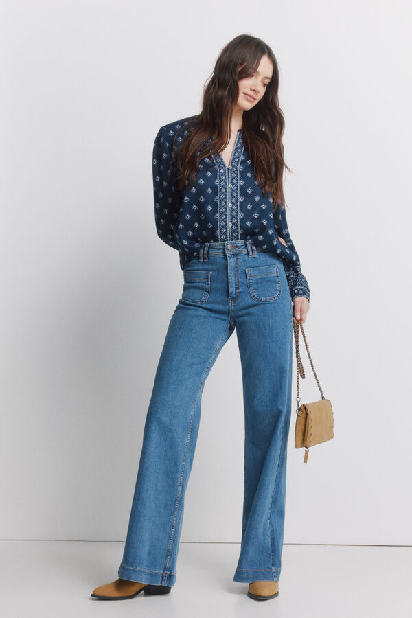 Springfield Camisa manga comprida estampada azul