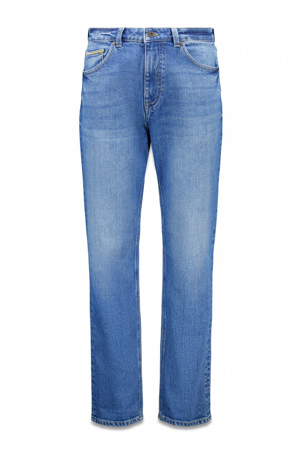 Springfield Calça calças chino slim fit com micro estampa azul