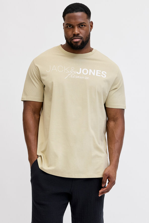 Jack & Jones PLUS T-shirt estampada com logo cinzento