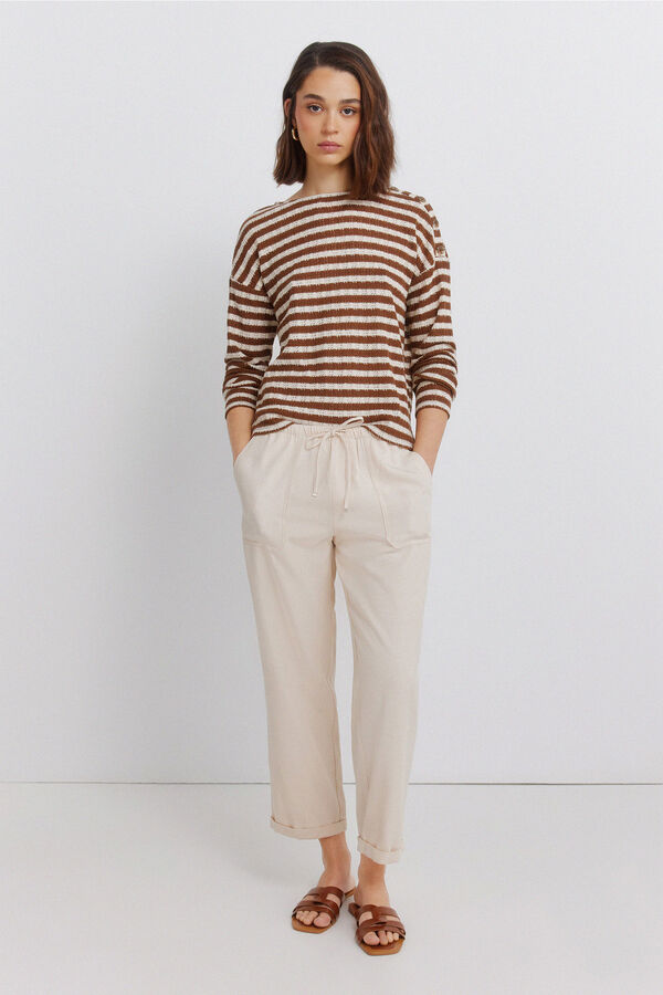 Springfield Striped shoulder buttons T-shirt nude