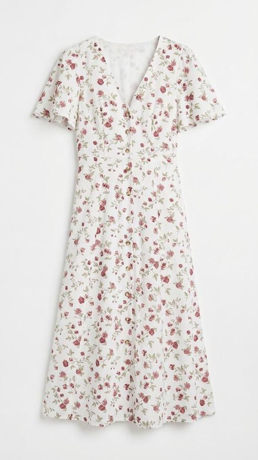 Springfield Vestido midi estampado floral branco