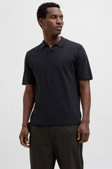 Jack & Jones Camisa polo de tecido de regular fit malha preto