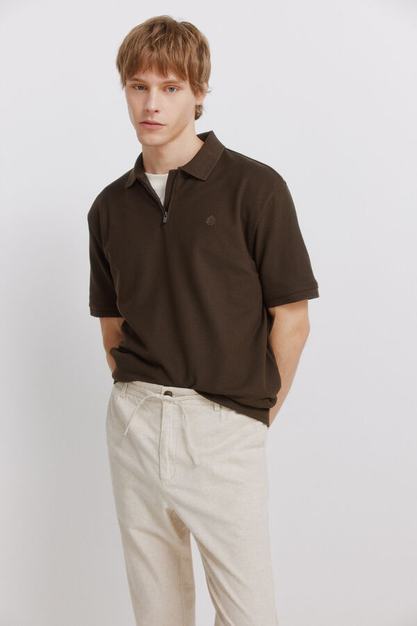Springfield Cal&ccedil;as chino em linho comfort fit branco