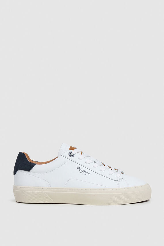 Zapatillas Piel Con Detalles En Ante