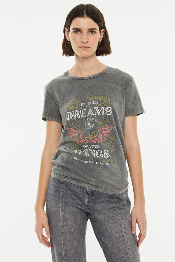 Springfield Oversized short sleeve t-shirt with wings print gray