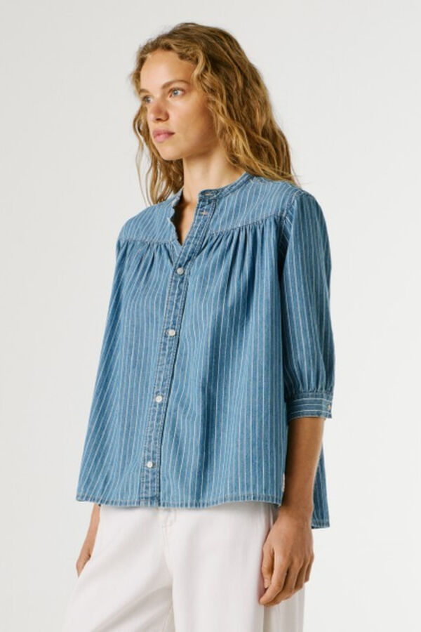Pepe Jeans Camisa leve de ganga azul