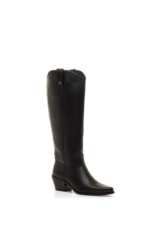 MTNG Botas cowboy de cano alto com salto largo preto