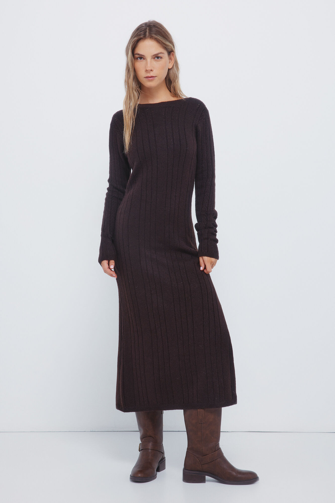 Springfield Vestido midi punto pointelle