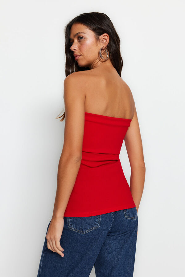 Trendyol Top com abertura palavra de honra vermelho