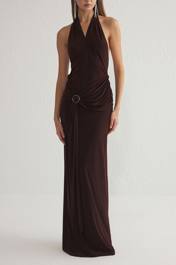 Trendyol Vestido gola halter cru