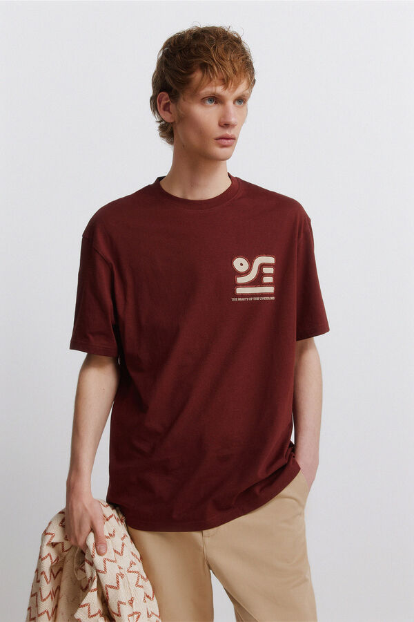 Springfield T-shirt bordado &eacute;tnico castanho