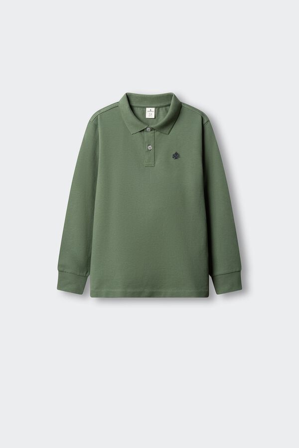 Springfield Kids Polo de manga comprida b&aacute;sico para menino verde