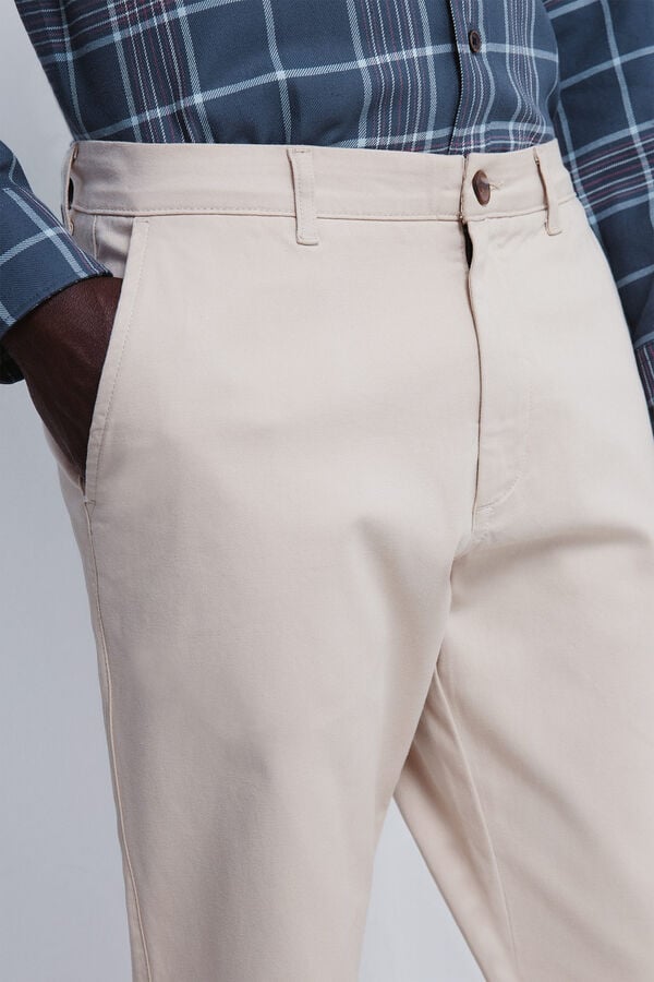 Springfield Calças chino Dobby com ajuste confortável bege