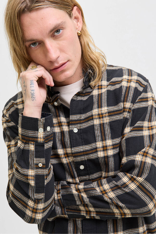 Jack & Jones Camisa xadrez regular fit preto