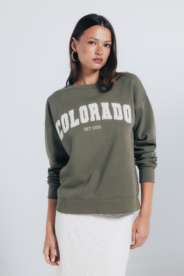 Springfield Sweatshirt com estampa urbana Caqui escuro