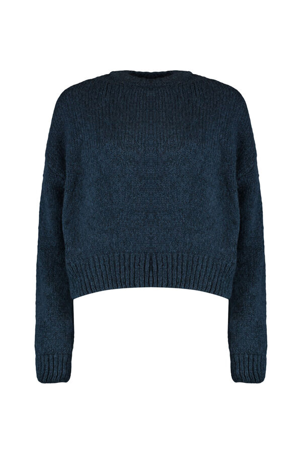 Trendyol Camisola b&aacute;sica de gola redonda azul