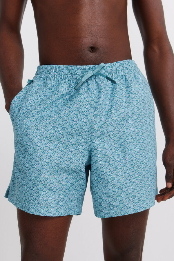 Springfield Fato de banho estampado de peixes azul