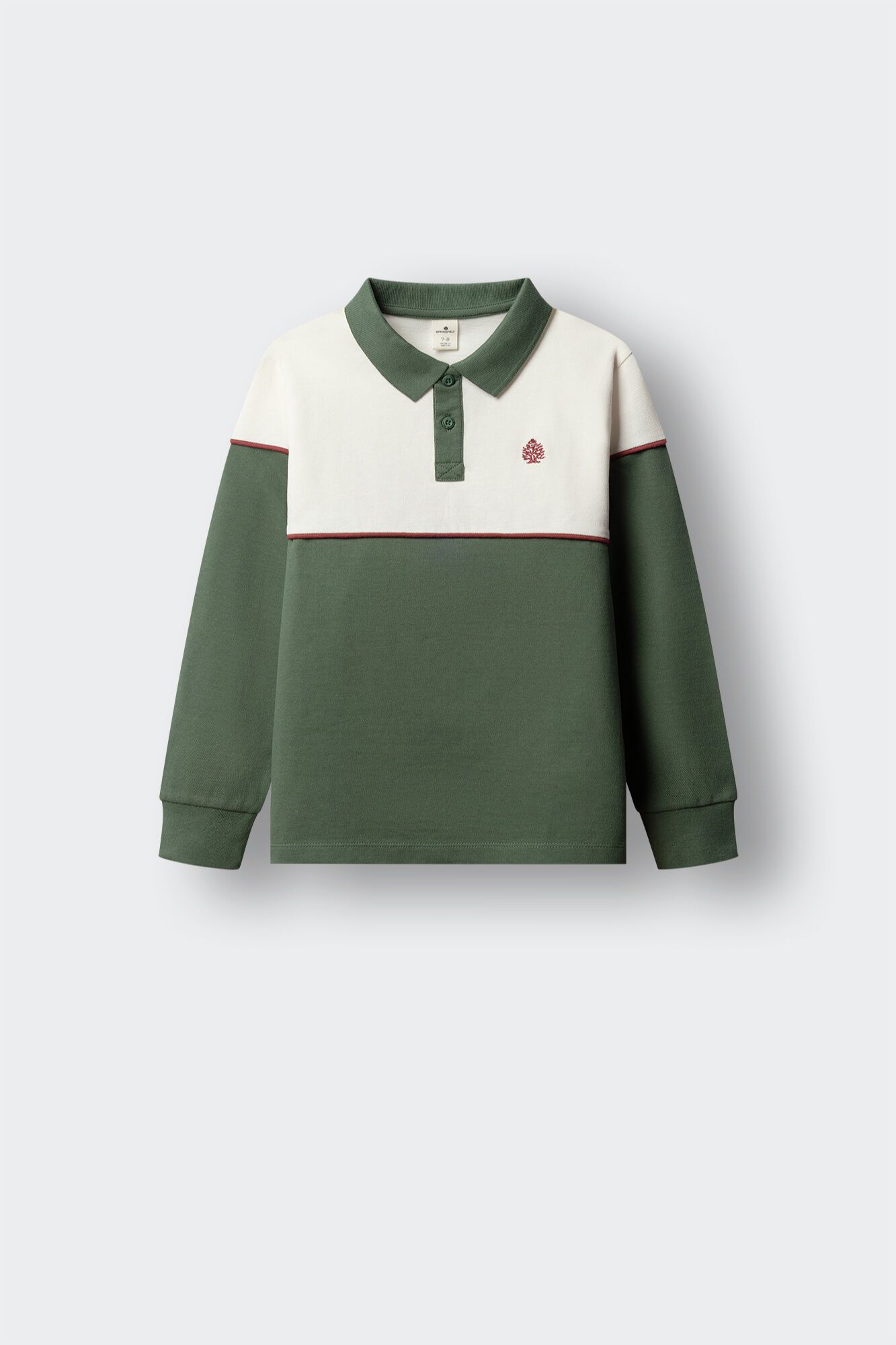 Springfield Kids Polo de manga comprida com recortes e costuras para menino