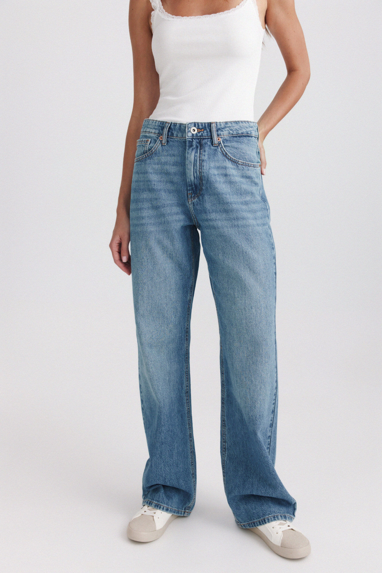 Springfield Jeans wide leg de cintura m&eacute;dia