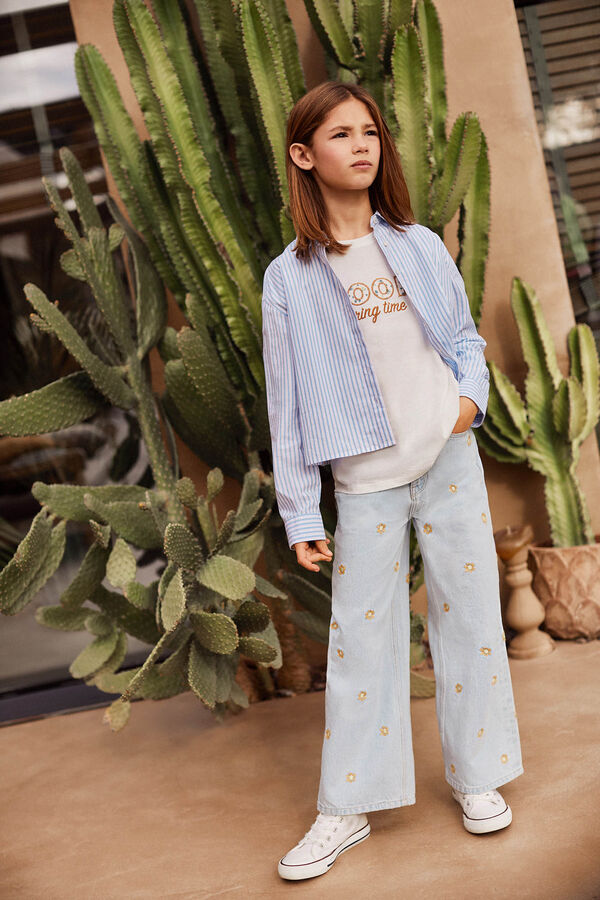 Springfield Kids Blusa oxford de menina azul