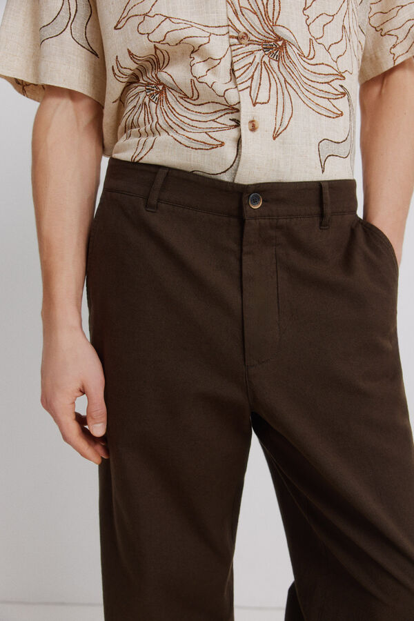 Springfield Cal&ccedil;as retas straight fit em linho cru