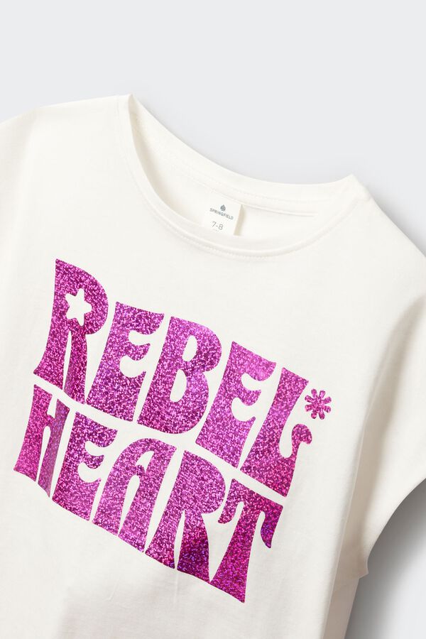 Springfield Kids T-shirt manga curta Rebel Heart menina bege