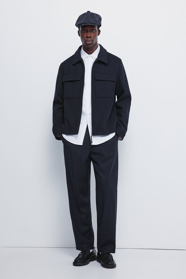 Springfield Blus&atilde;o camisa de mistura de l&atilde; azul