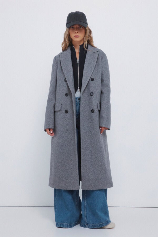Springfield Sobretudo longo trespassado cinzento