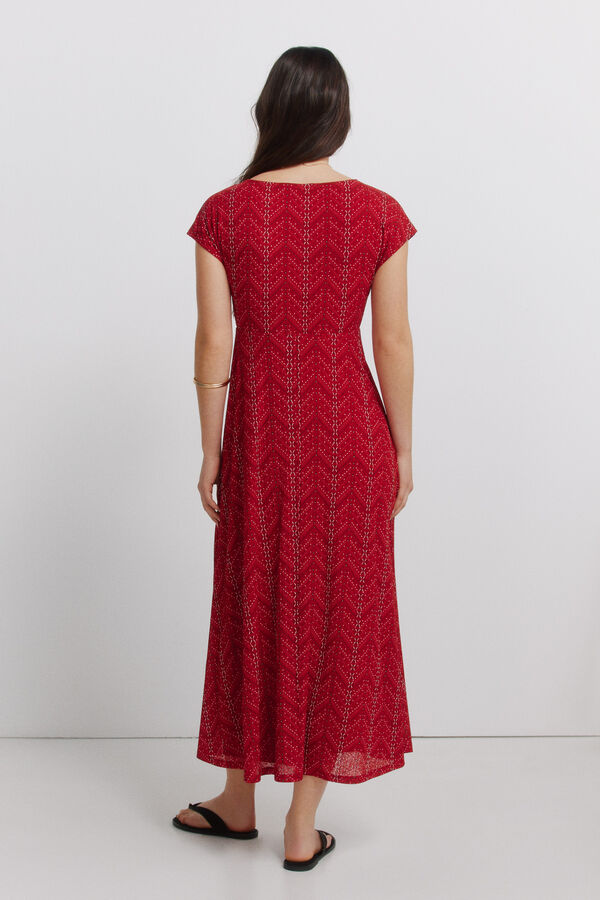 Springfield Vestido midi com franzidos e la&ccedil;o vermelho