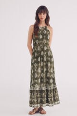 Springfield Vestido midi com estampado de folhas verde