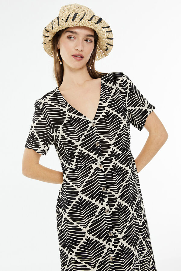 System Action Vestido midi estampado geométrico preto