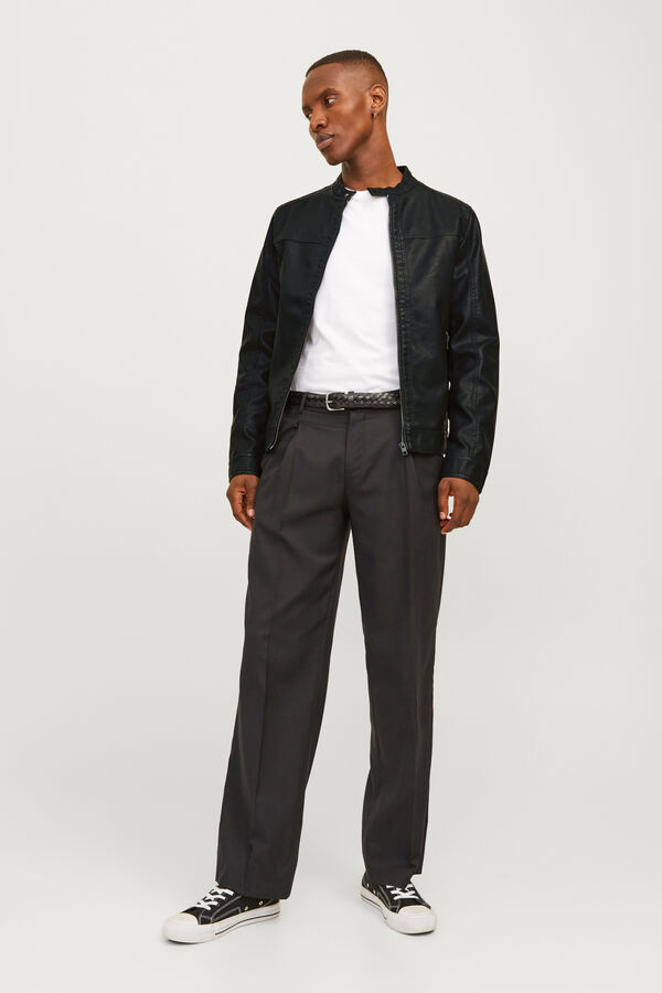 Jack & Jones Blusão com efeito de couro preto