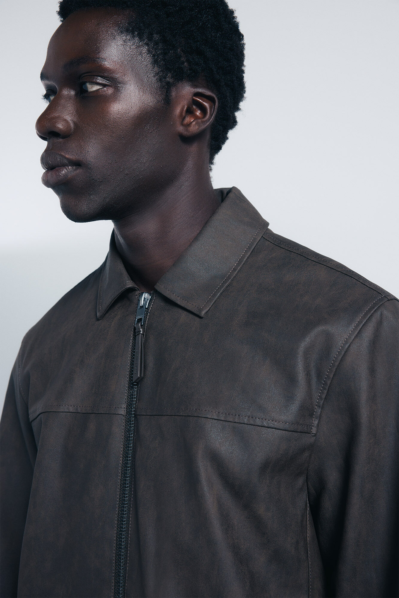 【CULLNI 24ss】Faux Leather Shirt Jacket Oversized Faux Leather Bomber Jacket (UNISEX) CG420 - Acubi