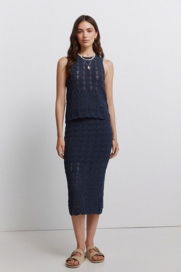 Springfield Top pointelle de al&ccedil;as azul