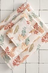 Textura Toalha turca estampado floral branco