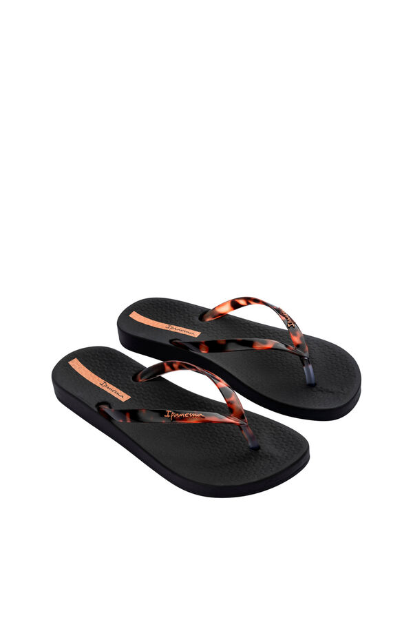 Ipanema Chinelo tradicional de tiras com estampado animal preto