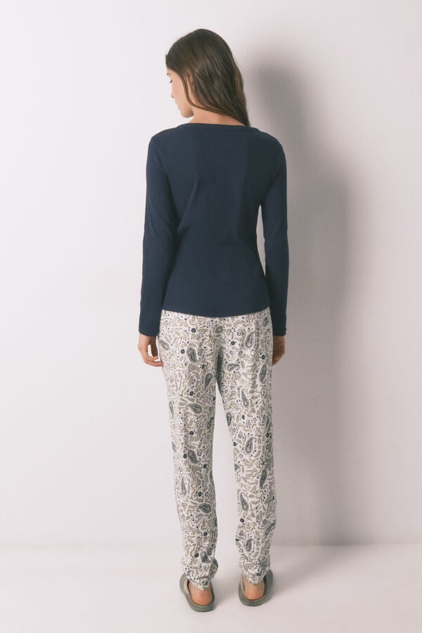 Women'secret Cal&ccedil;as compridas em algod&atilde;o estampado Paisley verde