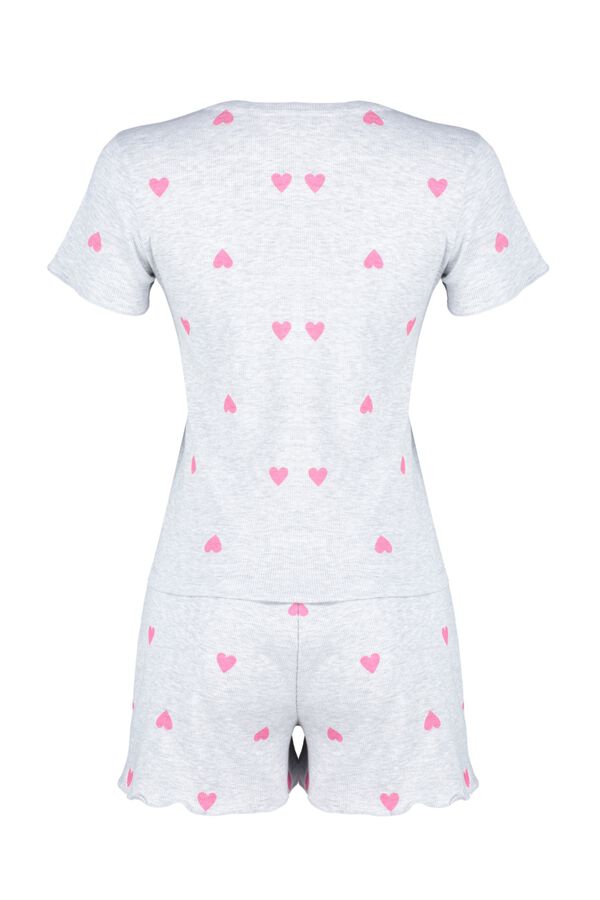Trendyol Conjunto de pijama curto cora&ccedil;&otilde;es cinzento