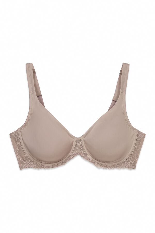 Women'secret Soutien redutor em microfibra e renda bege REAL vison
